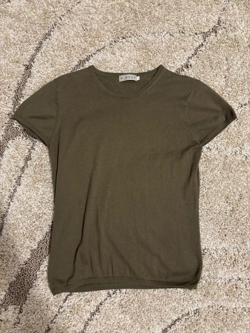 W for Women Olive Short Sleeve Knit Top